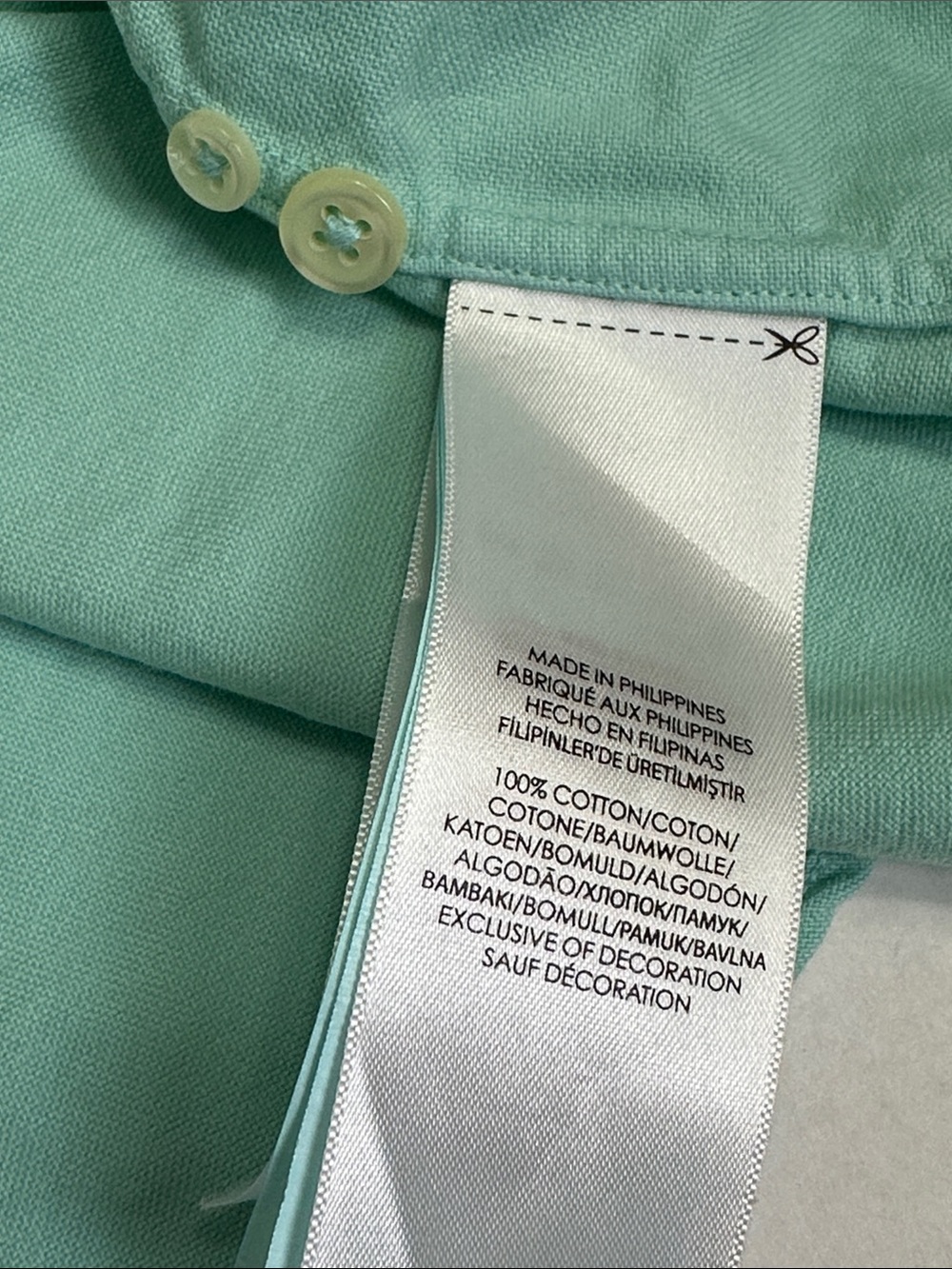 Ralph Lauren Button Down Short Sleeve Shirt Mint Green Slim Fit Cotton Small - Picture 5 of 9